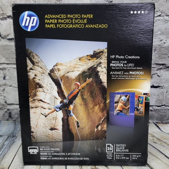 HP Advanced GLOSSY Photo Paper 8.5 x 11 Inkjet 25 Sheets Q7852A (Lot of 2) NEW - Picture 2 of 5